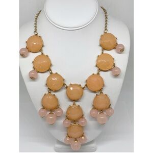 J. Crew Elegant Peach & Pink Bubble Statement Necklace in Gold